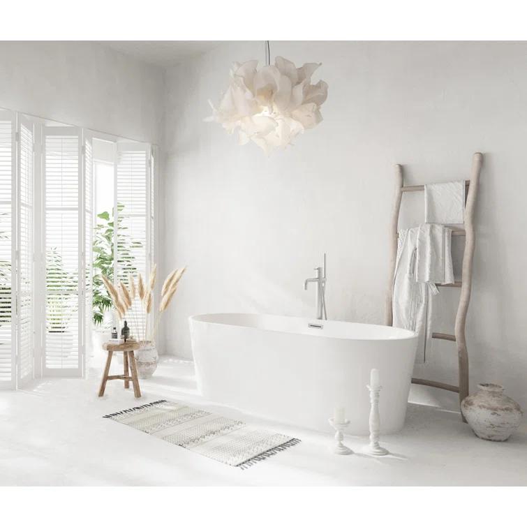 Living District 67 Inch Bathtub in Glossy White with Trim BT30167GW-BNK