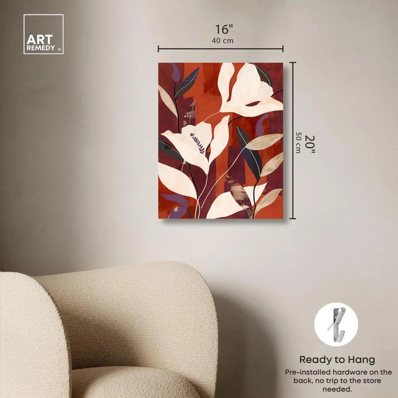 Art Remedy Maroon Floral Dreams Canvas Fall Inspired Abstract Art by Art Remedy