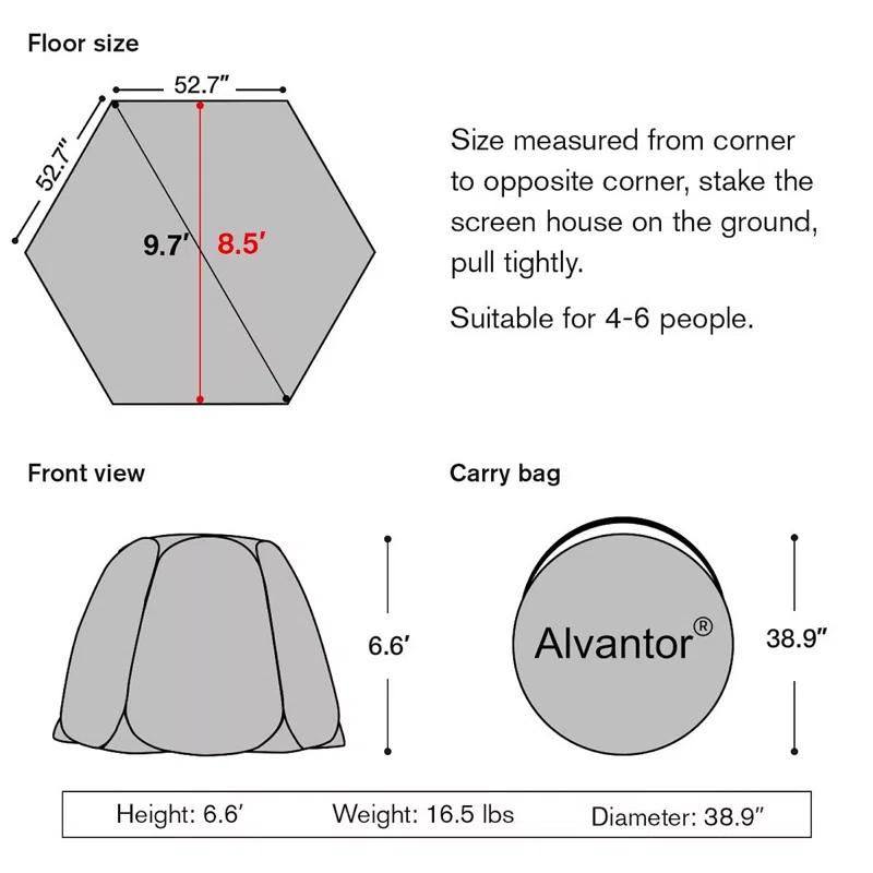 EighteenTek Fiberglass Patio Gazebo Pop Up with Screen Room Tents