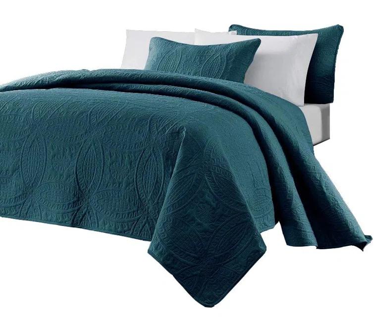 Chezmoi Collection Austin Microfiber Reversible 3-Piece Coverlet / Bedspread Set