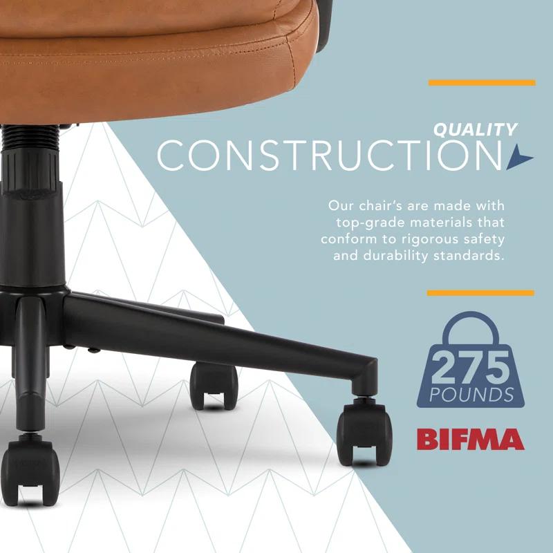 CLICK365 Click365 Classic Comfort Executive Office Chair, Ergonomic Mid-Back, Double-Layer Seat Cushion