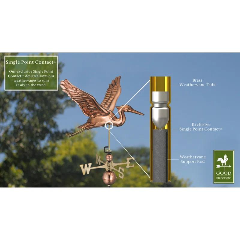 Blue Heron Bird Copper Weathervane