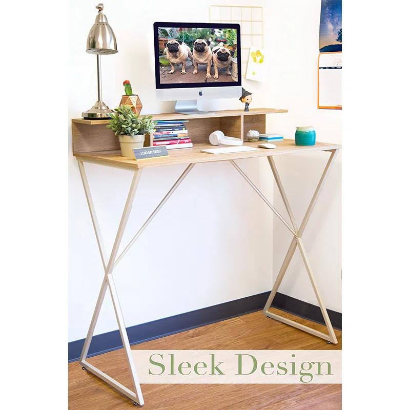 Stand Steady Solid Wood Top Metal Base Standing Desk
