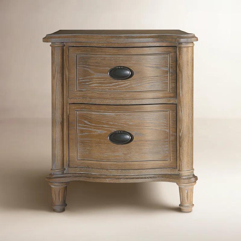 Devon Traditional Brown Wood 2-Drawer Nightstand