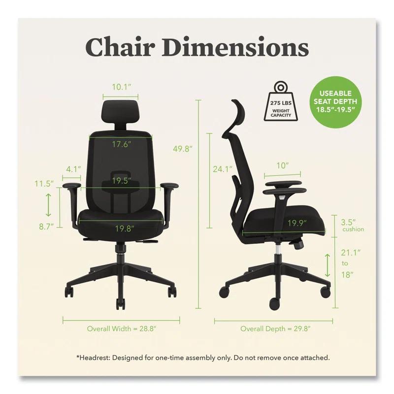 HON HON Altern Ergonomic Low Back Home Office Chair Height Adjustable Arms Seat Slide