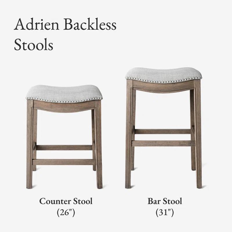 Maven Lane Maven Lane Adrien Backless Saddle Kitchen Stool with Fabric Upholstery
