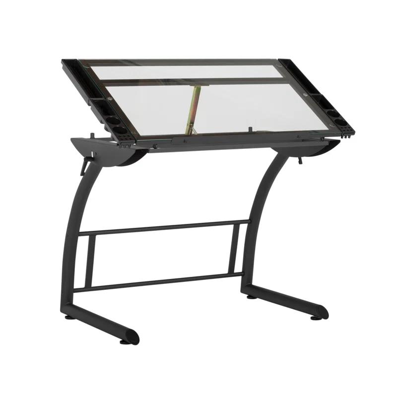 Inbox Zero Cournoyer Glass Drafting Table