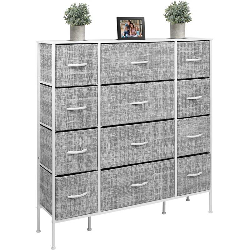 Sorbus 12 Drawers Dresser with Steel Frame and Wood Top