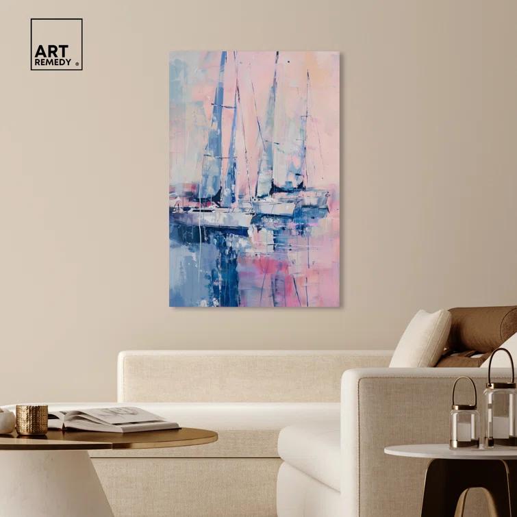 Art Remedy Art Remedy Pastel Sea Breeze Framed Sailing 1 Piece Canvas Wall Art 57710