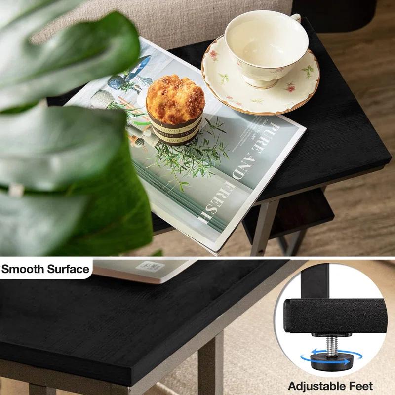 C Shaped End/ Side Table for Couch and Bed, Small Spaces, Living Room, Bedroom, Rustic Snack Table