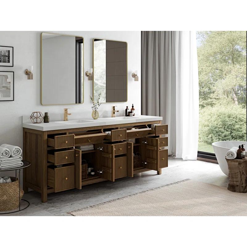 Willow Collections 84'' Double Bathroom Vanity with Quartz Top