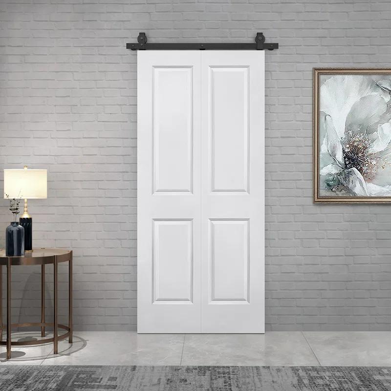 Calhome Paneled MDF Composite Bifold Barn Door with Installation Hardware Kit