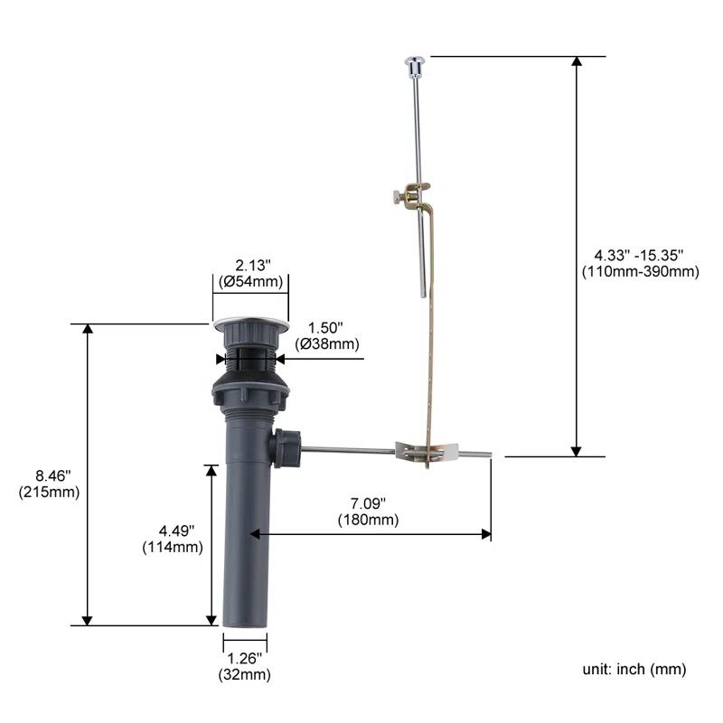 WOWOW X3001CX2 Lift Rod Bathroom Sink Drain with Overflow (Set of 2)