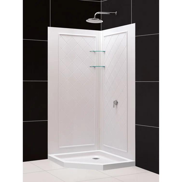 DreamLine Prime 33" W x 33" D x 76.75" H Round Sliding Shower Enclosure with Base Included DL-6152-01CL
