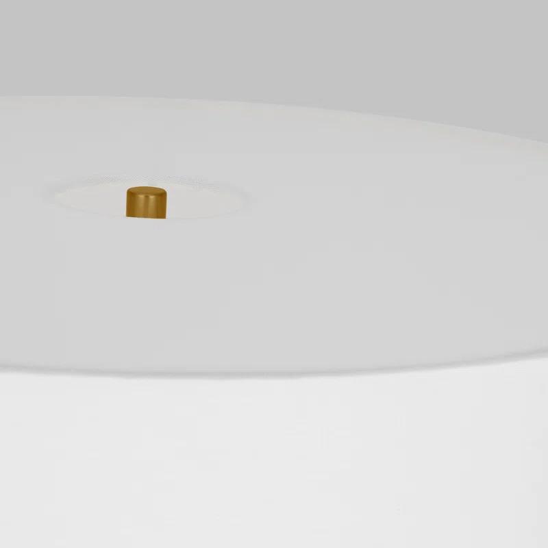 Monroe Burnished Brass and Coral Floor Lamp with White Linen Shade