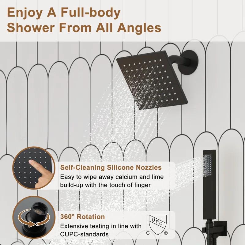 3 Functions 12 Inch Ceiling Mounted Thermostatic Shower System with 6 Body Jets