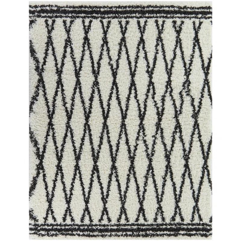 Foundry Select Cream Moroccan Trellis Shag Area Rug