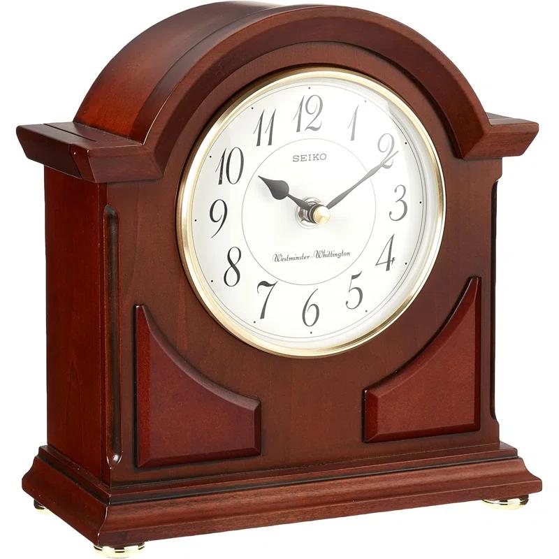 Seiko Sayo American Traditional Analog Wood Quartz Movement / Crystal Tabletop Clock in Brown