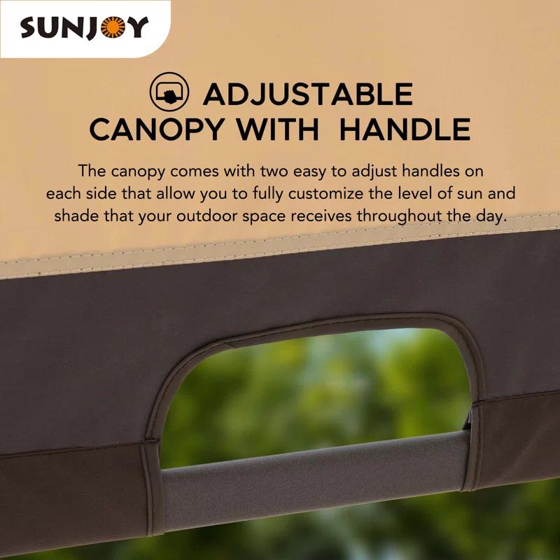 Sunjoy Sunjoy Lindt 9.5 x 11 ft. Outdoor Steel Arched Pergola with Adjustable Canopy for Patio, Backyard, and Garden