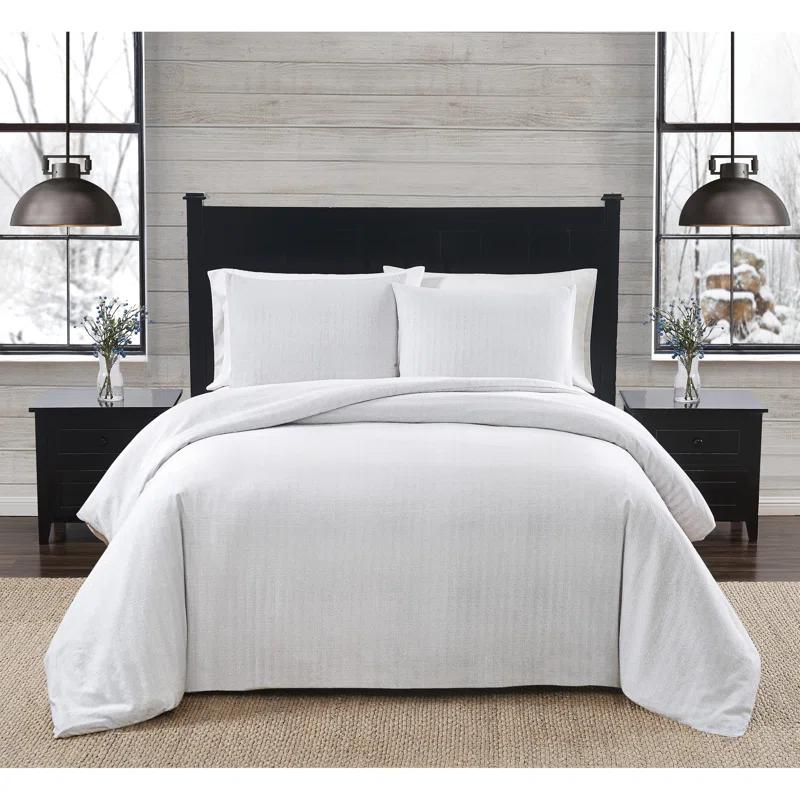 London Fog London Fog Herringbone Flannel Duvet Cover Set