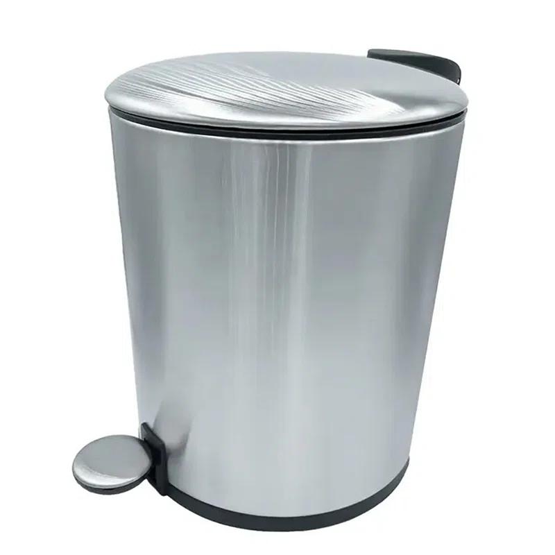 Home Mart Goods 10" Tall Chrome Stainless Steel Step Garbage Can With Removable Inner Bucket, Soft-close Metal Waste Basket With Foot Pedal