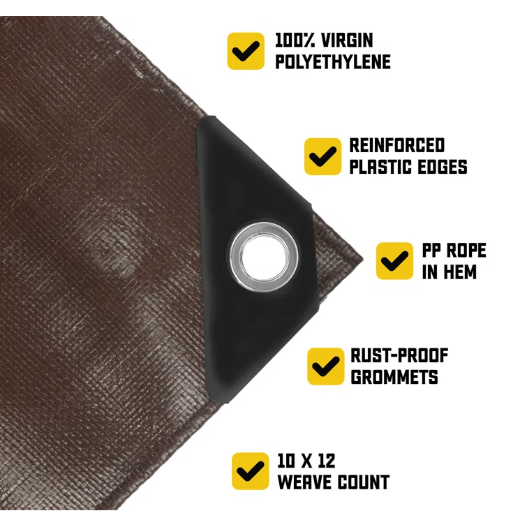 Core Tarps 5 Mil Heavy Duty Polyethylene Tarp, Waterproof, UV Resistant