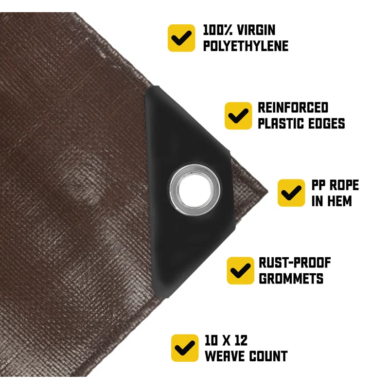 Core Tarps 5 Mil Heavy Duty Polyethylene Tarp, Waterproof, UV Resistant