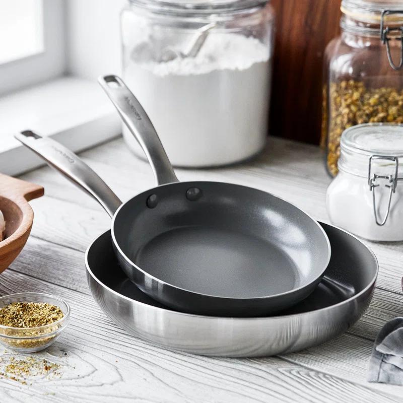 GreenPan Chatham Healthy Ceramic Nonstick Stainless Steel 2 Piece Frying Pan Set