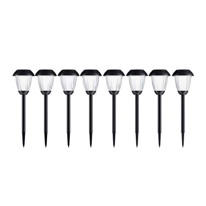 8 Solar Outdoor Lights - 16-Inch-Tall Stainless-Steel Stake Lights for Gardens, Walkways, Driveways, Landscapes, and Patios by Pure Garden (Set of 8)
