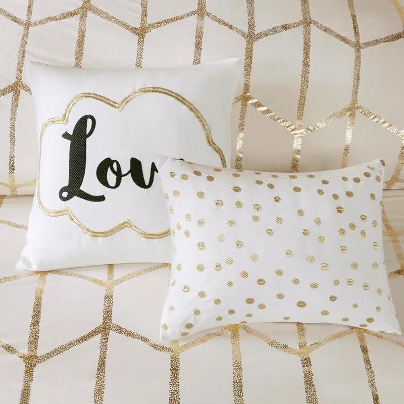 Gracie Mills Isabelle 5-Piece Metallic Geometric Comforter Set