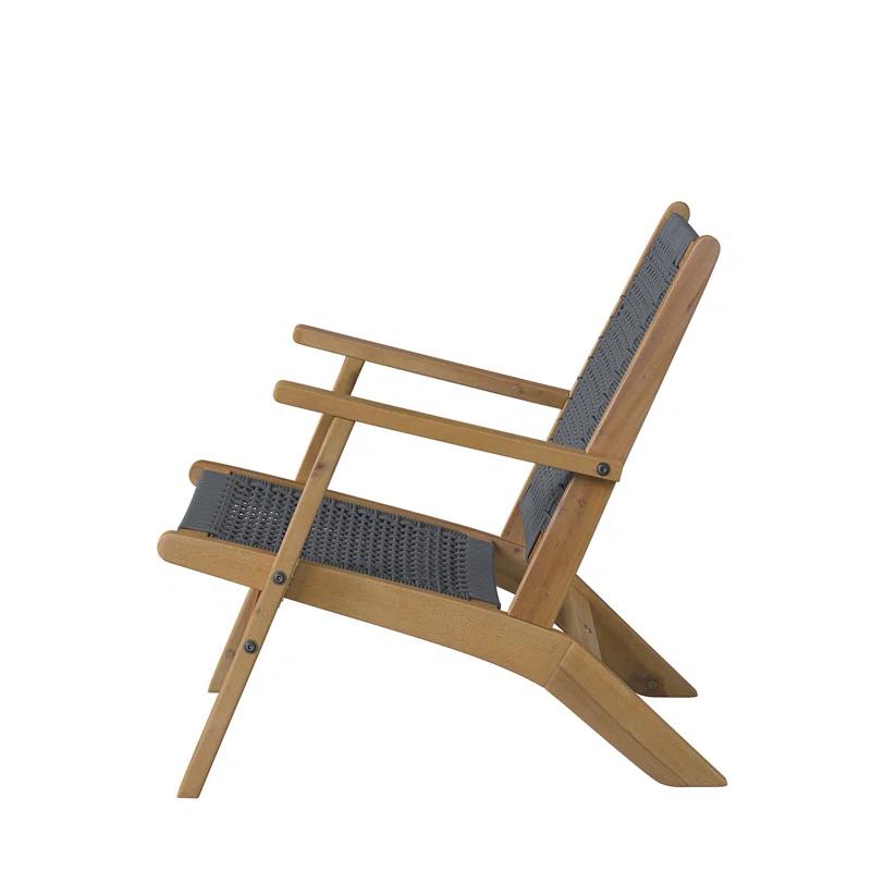 Balkene Home Patio Sense Vega Natural Stain Chair ,Acacia Wood Construction ,Woven Web Seat- Navy Blue Cording