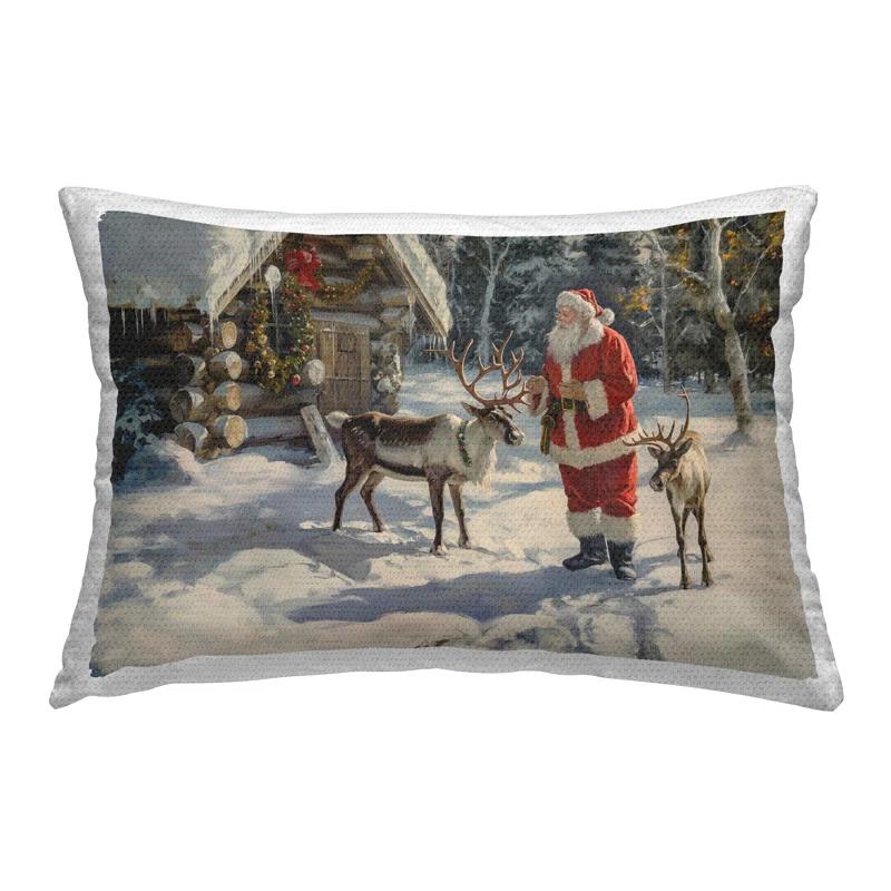 Stupell Industries Santa & Reindeer Scene Printed Outdoor Throw Pillow Design by Imagine It Images