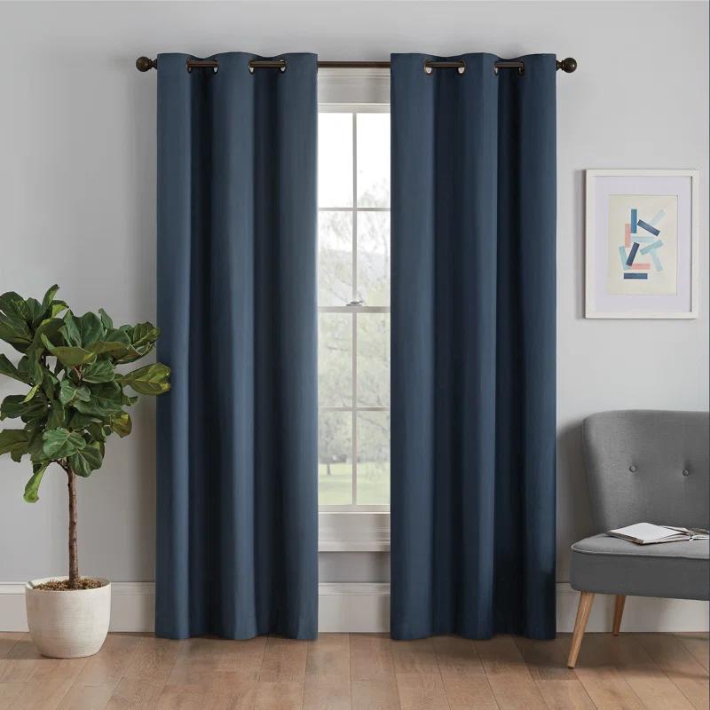 Eclipse Microfiber Blackout Grommet Curtains, Solid Thermaback Window Curtains