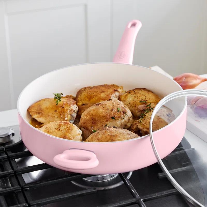 GreenLife GreenLife Soft Grip Healthy Ceramic Nonstick, 5QT Saute Pan Cooker With Helper Handle And Lid