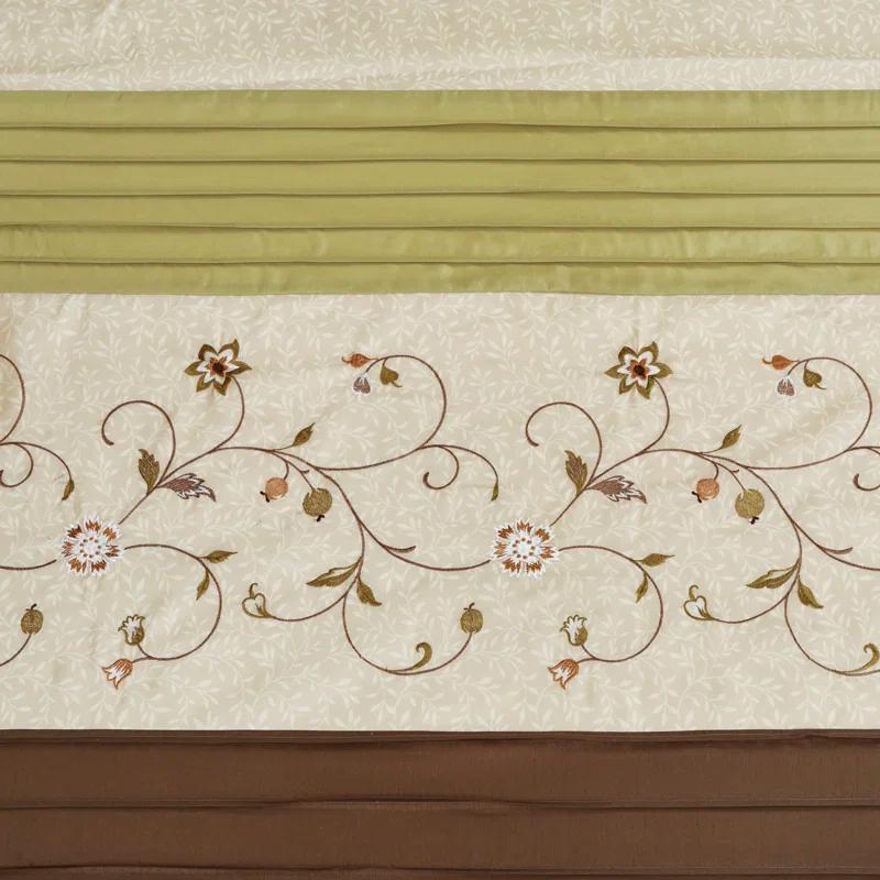 Madison Park Serene Faux Silk Embroidered Floral Shower Curtain