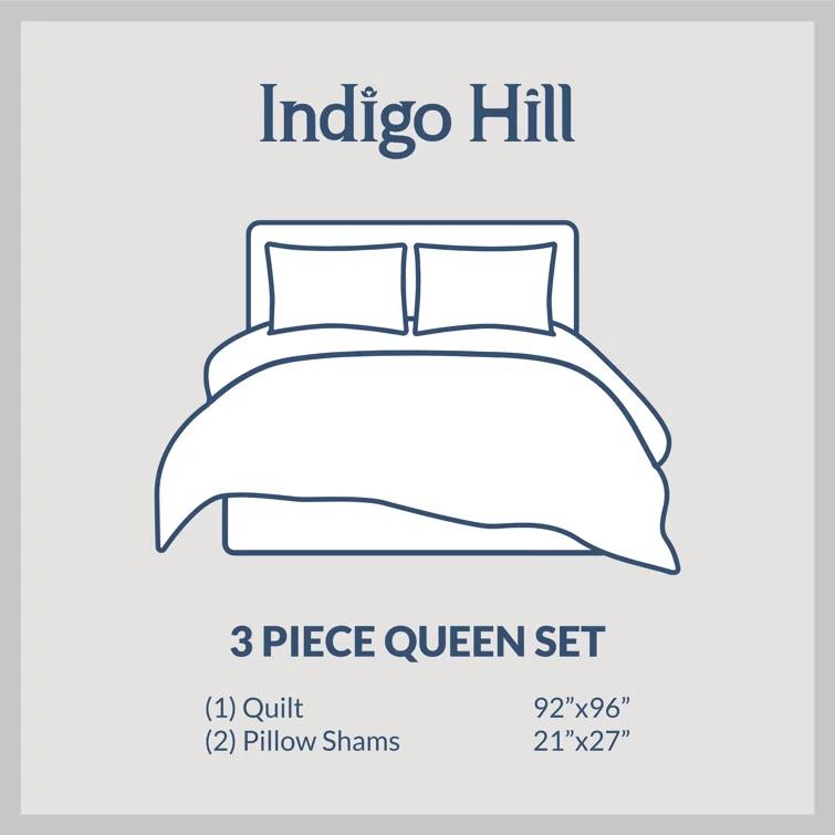 Indigo Hill by HiEnd Accents Cotton Comfort Solid Color Classic Chic Casual Modern Rustic Quilt Set