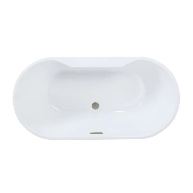 Kingston Brass Aqua Eden 63-Inch Acrylic Oval Double Ended Freestanding Tub With Drain