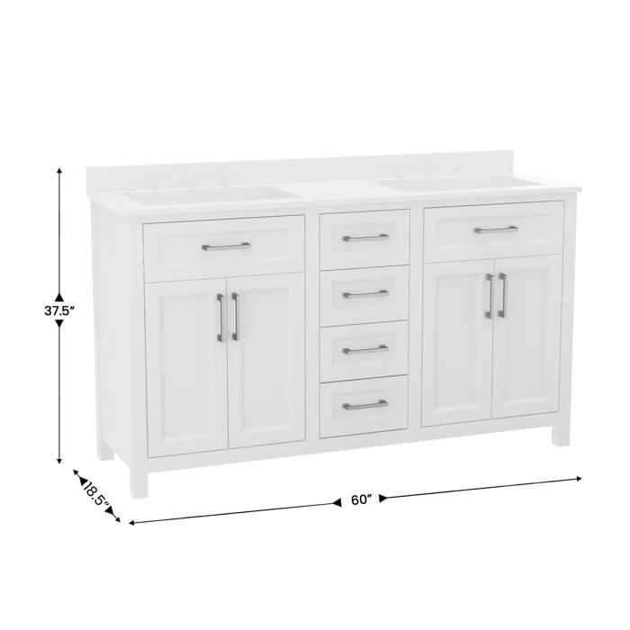 Flash Furniture Bathroom Vanity With 2 Sinks, 2 Storage Cabinets, And 6 Drawers & Reviews | Wayfair