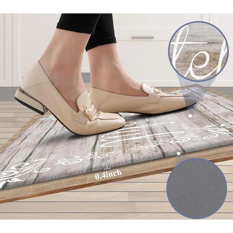 Rosalind Wheeler The Anti Fatigue Kitchen Mat Set of 2 Non Slip Cushioned Kitchen Mats for Floor Waterproof Farmhouse Kitchen Rugs and Mats Set Comfort Standing Desk Mat Carpet
