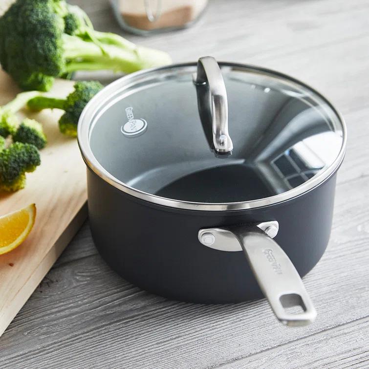 GreenPan GreenPan Chatham Healthy Ceramic Non-stick Covered Saucepan, 3 Quart, Gray