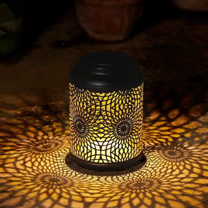 Winston Porter 8.75"H Metal Cutout Solar Powered Outdoor Hanging Lantern
