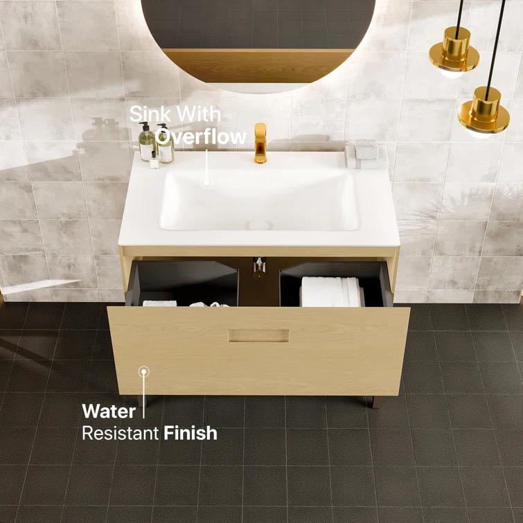 Eviva Lina 35'' Single Bathroom Vanity with Solid Surface Top