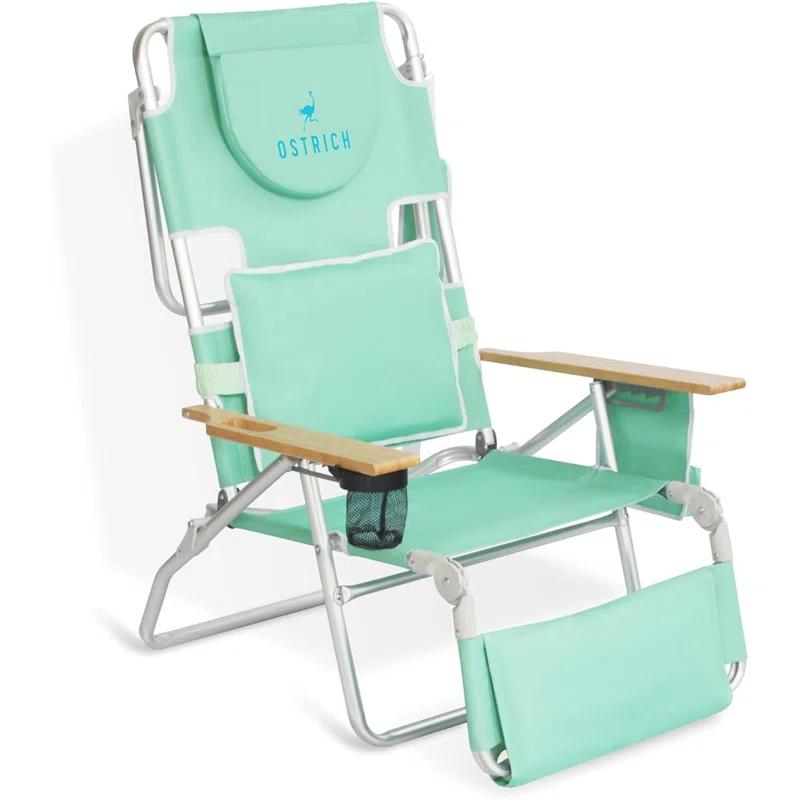 Ostrich Ostrich Deluxe Padded Lightweight Portable Adjustable Outdoor Reclining Folding Chair with Footrest