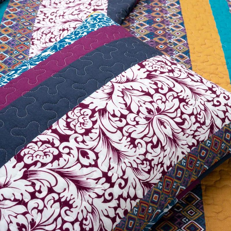 Lush Decor Boho Stripe Reversible Coverlet Set