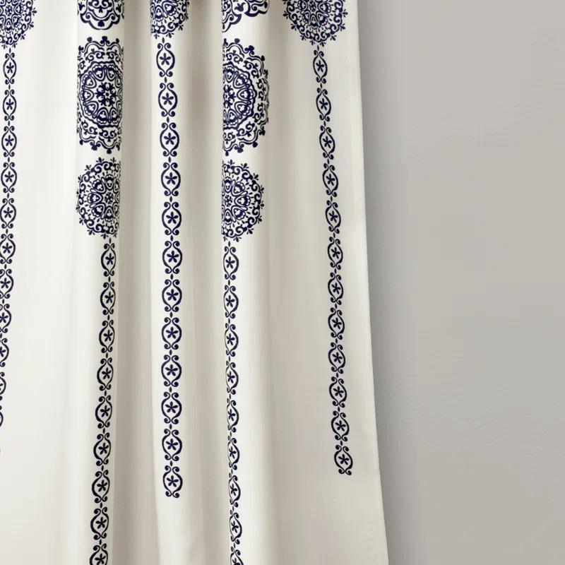 Stripe Medallion Polyester Room Darkening Curtain Pair (Set of 2)