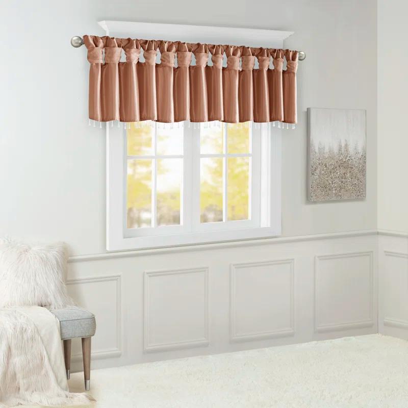 Madison Park Emilia Lightweight Faux Silk Single Valance with Beads