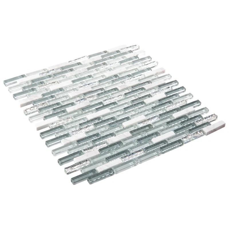 Andova Loic 1" x 2" Glass Brick Joint Mosaic  Kitchen Backsplash, Bathroom, Shower, Pool, Wall and Floor Tile