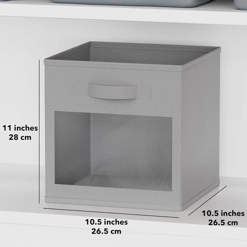 SpaceAid 6 Foldable Storage Cubes with Clear Windows, 11-Inch Fabric Bins for Closet, Cubby Shelf, or Cube Storage Organizer