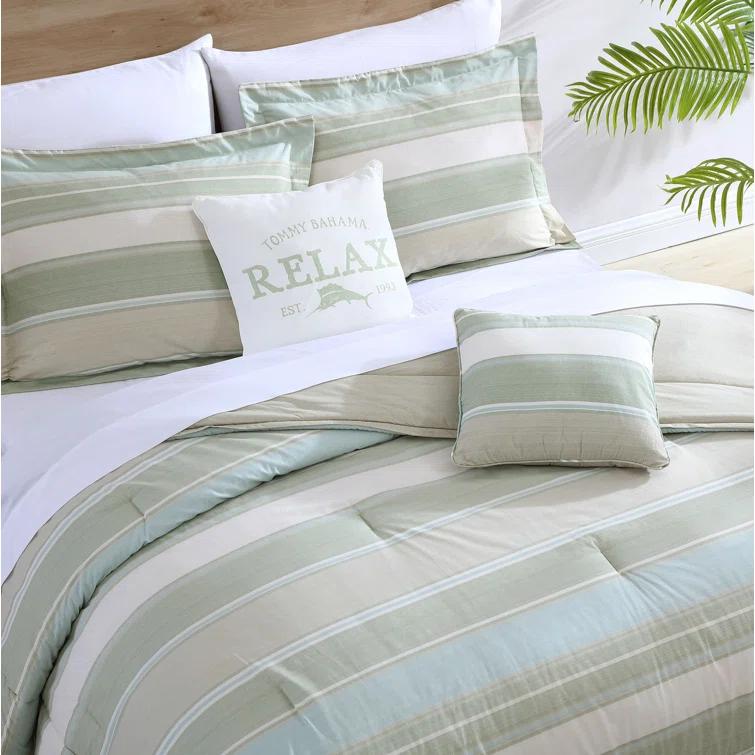 Tommy Bahama Home Tommy Bahama Serenity Green Cotton Reversible 5 Piece Comforter Set