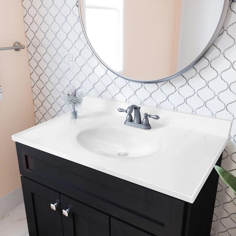 Alcott Hill® 37 Inch Cultured Marble Vanity Top with Backsplash, Improved Package